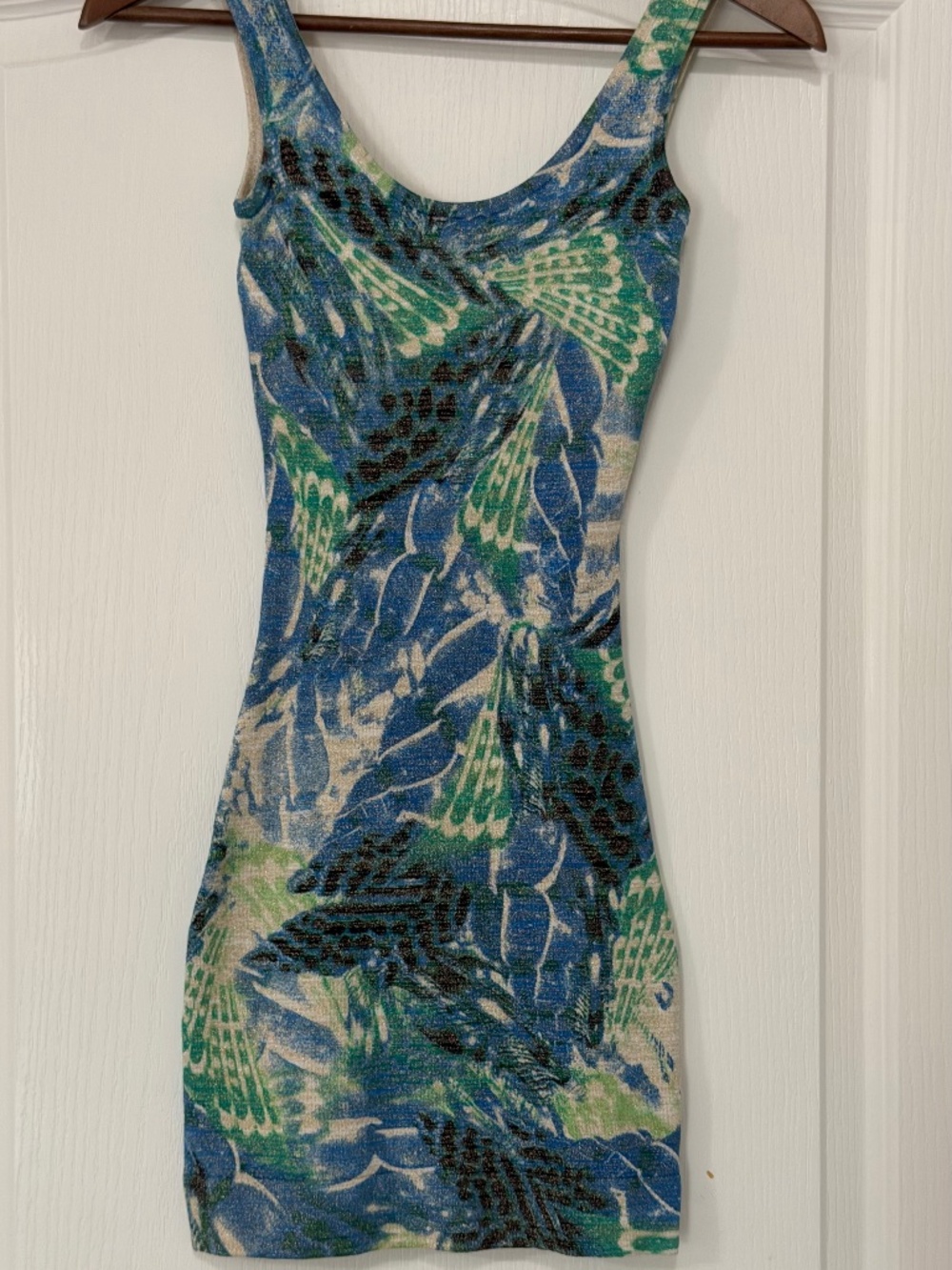 Marciano Abstract Metallic Knit Bodycon Mini Dress XS